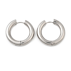 Нержавеющая Сталь Цвет Устойчивые к потускнению 202 серьги-кольца Huggie Hoop из нержавеющей стали, с 316 хирургическим стержнем из нержавеющей стали, кольцо, цвет нержавеющей стали, 4 датчик, 27x28x5 мм, штифты : 1 мм