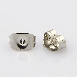 Stainless Steel Color 304 Stainless Steel Ear Nuts, Friction Earring Backs for Stud Earrings, Stainless Steel Color, 6x4.5x3.5mm, Hole: 1mm