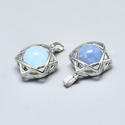 Opalite Opalite Pendants, with Platinum Plated Brass Findings, Star of David, 19x15x10.5mm, Hole: 2.5x4.5mm