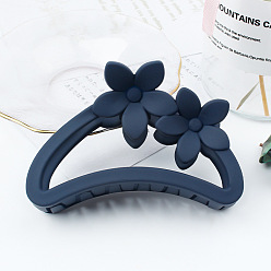 TCB-951-Navy Blue Amber Color Hollow Hair Clip with Matte Half Round Arc Flower.