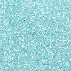(RR3638) Fancy Lined Soft Aqua MIYUKI Round Rocailles Beads, Japanese Seed Beads, (RR3638) Fancy Lined Soft Aqua, 11/0, 2x1.3mm, Hole: 0.8mm, about 50000pcs/pound