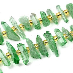 Зеленый лайм Природных кристаллов кварца бисер нитей, граненые, окрашенные, палочка для наггетсов, с бисером, зеленый лайм, 11~25x3~9x4~10 мм, отверстие : 1~1.2 мм, около 19~26 шт / нитка, 7.09~7.48'' (18~19 см)