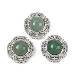 Зеленый Авантюрин Многорядные звенья из натурального зеленого авантюрина, Латунные коннекторы, платина, стойки покрытие, 18x18x10 мм, отверстие : 1.8 мм