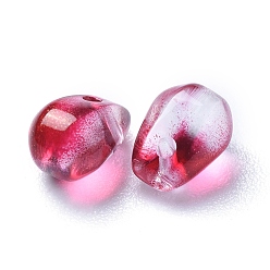 Crimson Transparent Glass Charms, Dyed & Heated, Faceted, Teardrop, Crimson, 6x5.5x6.5mm, Hole: 0.8mm