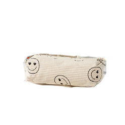 Белый Вельветовый чехол для ручки, чехол для защиты ручки на молнии, Офисные и школьные принадлежности, прямоугольник с рисунком улыбающегося лица, белые, 160x60x60 мм