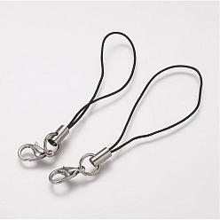 Platinum Cord Loop, with Alloy Lobster Claw Clasps, Iron Ring and Nylon Cord, Platinum, 70x0.8mm