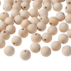 Moccasin Natural Unfinished Wood Beads, Round Wooden Loose Beads Spacer Beads for Craft Making, Lead Free, Moccasin, 18x16~17mm, Hole: 3~5mm