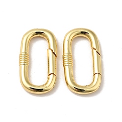 Real 18K Gold Plated Brass Spring Gate Rings, Cadmium Free & Nickel Free & Lead Free, Oval, Real 18K Gold Plated, 7 Gauge, 24.5x14.5x3.5mm, Hole: 7x18.5mm