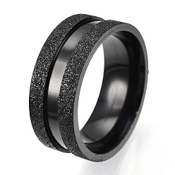 Черный 201 рифленое кольцо из нержавеющей стали для женщин, электрофорез черный, внутренний диаметр: 17 мм, широк: 8 мм