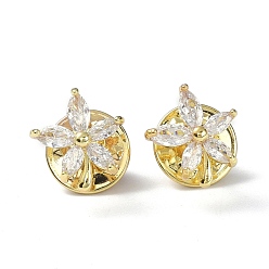 Золотой Брошь в виде сверкающего цветка, нагрудник из латуни с кубическим цирконием для невесты, девушки, женщины, золотые, 14x13x14 мм