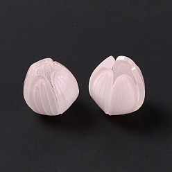Pink Tulip Acrylic Beads, Imitation Jade, for DIY Jewelry Making, Pink, 12.5x12.5x12.5mm, Hole: 1.6mm