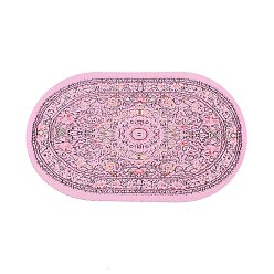 Pearl Pink Turk Style Oval Carpet Woven Floor Mat, for 1:12 Mini Doll House, Pearl Pink, 140x90mm