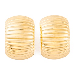Golden Ion Plating(IP) 304 Stainless Steel Stud Earrings for Women, Golden, 27.5x18mm