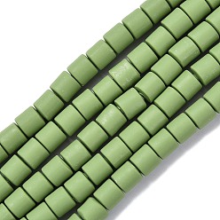 Светло-зеленый Коричневый Ручной полимерные нити глины шарик, колонка, оливковый, 6.5x6 мм, отверстие : 1.2 мм, около 61 шт / нитка, 15.75 дюйм (40 см)