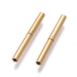 Golden 304 Stainless Steel Bayonet Clasps, Ion Plating (IP), Column, Golden, 20x2mm, Hole: 1mm