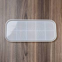White DIY Rectangle with Hand Dish Tray Silicone Molds, Storage Molds, for UV Resin, Epoxy Resin Craft Makinge, White, 280x122x15mm