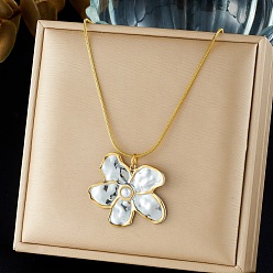 Oro & Acero Inoxidable Color Collares con colgante de flor de acero inoxidable bicolor para mujer, acero color oro y acero, 304 pulgada (15.16 cm)