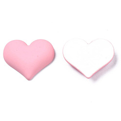 Pink Opaque Spray Painted Acrylic Cabochons, Heart, Pink, 23x27x6mm