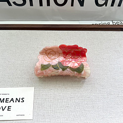 Pink Заколки для волос в форме когтей из ацетата целлюлозы, аксессуары для волос для женщин и девочек, цветок, розовые, 88x42 мм