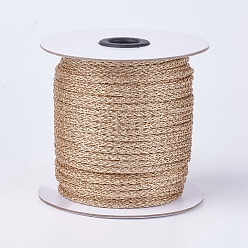 Gold Metallic Cord, Resin and Polyester Braided Cord, Gold, 4mm, about 50yards/roll(45.72m/roll)
