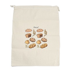 Папайя Оранжевый Хлопчатобумажные мешочки с рисунком хлеба, шнурок сумки, прямоугольные, papayawhip, 39~39.5x29.5~30x0.25~0.3 см