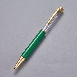 Зеленый Креативные шариковые ручки с пустой трубкой, со стержнем с черными чернилами внутри, для diy блестящая эпоксидная смола шариковая ручка с кристаллами гербариевая ручка для изготовления, золотые, зелёные, 140x10 мм