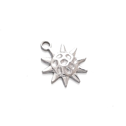 Stainless Steel Color 304 Stainless Steel Pendants, Sun Charm, Stainless Steel Color, 19x16mm