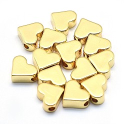 Echt 18 k vergoldet Messing Perlen, Bleifrei und Cadmiumfrei und Nickel frei, Herz, echt 18 k vergoldet, 6x7x3 mm, Bohrung: 1.2 mm