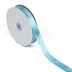 Sky Blue Single Face Solid Color Satin Ribbon, for Wedding, Gift Wrapping, Bow Making, Sky Blue, 2/8 inch(6~7mm), about 100yards/roll(91.44m/roll)