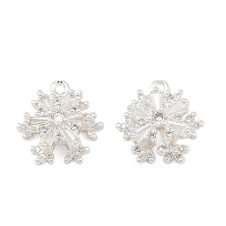 Посеребрённый Латунные микро проложить кубического циркония подвески, снежинка, 925 серебро покрытием, 16x15.5x8 мм, отверстие : 1.6 мм