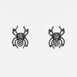 black gun Simple Animal Rhinestone Spider Earrings - Creative Metal Ear Pendants, European and American Fashion.