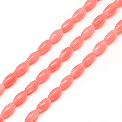 Salmon Synthetic Coral Bead Strands, Dyed, Rice, Salmon, 5.5~6x3~3.5mm, Hole: 0.8mm, about 64pcs/strand, 15.7 inch