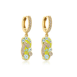 42564 18K Gold Plated Blue Eye Slippers Earrings with Zircon Stones - Unique and Stylish Women's Jewelry