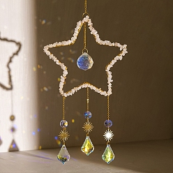 Хрусталь Подвеска в виде ловца солнца из кристаллов кварца и хрусталя, создатель радуги, украшение сада и дома своими руками, звезда, 440 мм