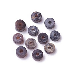 Coconut Brown Freshwater Shell Beads Strands, Disc/Flat Round, Heishi Beads, Coconut Brown, 4.5~5x1~4.5mm, Hole: 0.8~1.4mm, about 140~200pcs/strand, 22.8 inch(58cm)