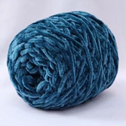 Steel Blue Wool Chenille Yarn, Velvet Cotton Hand Knitting Threads, for Baby Sweater Scarf Fabric Needlework Craft, Steel Blue, 5mm, 95~100g/skein