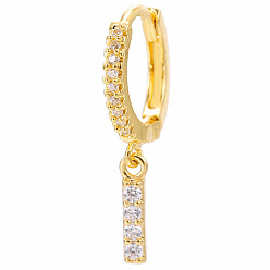 Letter I Clear Cubic Zirconia Initial Letter Dangle Hoop Earrings, Golden Brass Jewelry for Women, Letter.I, 22mm