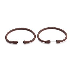 Кокосово-Коричневый Силиконовые шнур браслеты, с 304 винтовыми зажимами из нержавеющей стали, кокосового коричневый, 6-7/8 дюйм (17.5 см), 4~6 мм