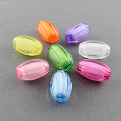 Mixed Color Transparent Acrylic Beads, Bead in Bead, Oval, Mixed Color, 12x7mm, Hole: 2mm, about 1450pcs/500g