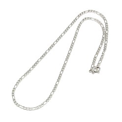 Stainless Steel Color Smooth Surface 304 Stainless Steel Figaro Chain Necklace Making, Stainless Steel Color, 17.91 inch(45.5cm), 3mm