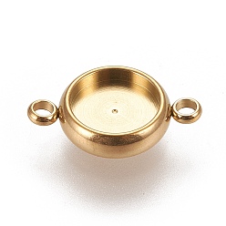 Golden Ion Plating(IP) 304 Stainless Steel Links Connectors Settings, Plain Edge Bezel Cups, Flat Round, Golden, Tray: 8mm, 16x10.5x3mm, Hole: 1.8mm