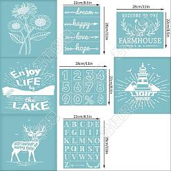Alice Blue 8 Patterns Self-Adhesive Silk Screen Printing Stencil, for Painting on Wood, DIY Decoration T-Shirt Fabric, Alice Blue, 19.5x14cm, 8pcs/set
