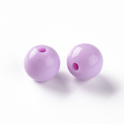 Violet Perles acryliques opaques, ronde, violette, 12x11mm, Trou: 1.8mm, environ566 pcs / 500 g