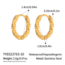 Золотой 304 стальные скрученные серьги обруча нержавеющей, золотые, 15x2.5x10 мм