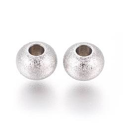 Stainless Steel Color 201 Stainless Steel Textured Beads, Rondelle, Stainless Steel Color, 6x4.5mm, Hole: 2mm