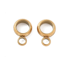 Real 18K Gold Plated 304 Stainless Steel Tube Bails, Loop Bails, Ring, Ion Plating(IP), Real 18K Gold Plated, 8.5x6x2.5mm, Hole: 2mm, Inner Diameter: 4mm