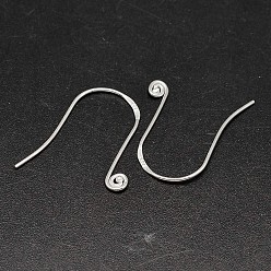 Silver 925 Sterling Silver Earring Hooks, Silver, 20x33.5mm, 19 Gauge, Pin: 0.9mm, about 20pairs/20g