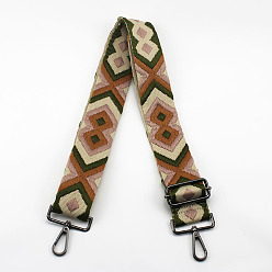 Camel Ethnic Style Cotton Jacquard Adjustable Wide Shoulder Strap, with Swivel Clasps, for Bag Replacement Accessories, Gunmetal, Camel, 80~130x5cm