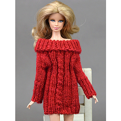 Red Woolen Doll Sweater Dress, Doll Clothes Outfits, Fit for American Girl Dolls, Red, 180mm