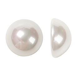 Floral White Half Round/Dome Half Drilled Shell Pearl Beads, Floral White, 16x8mm, Hole: 1mm